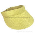 Fashionable Paper Sun Visor Hat, Made from Paper Straw with Velcro Strap at BackNew